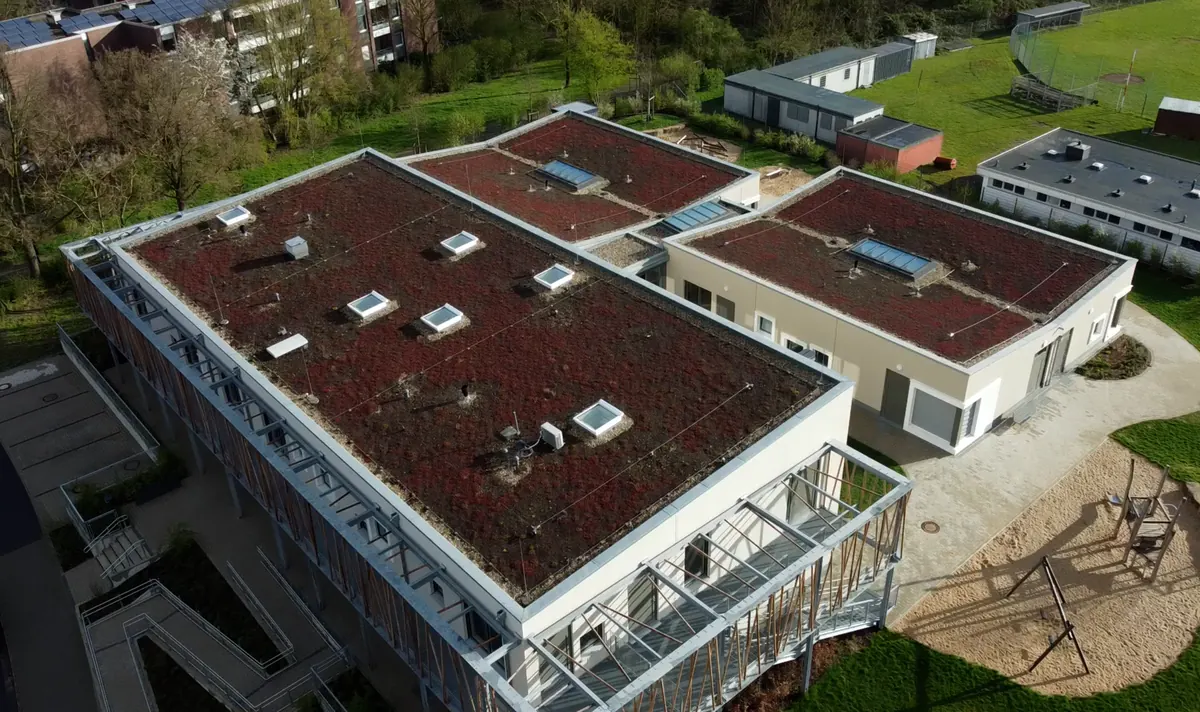 Flachdächer mit Begrünung, Luftbild
